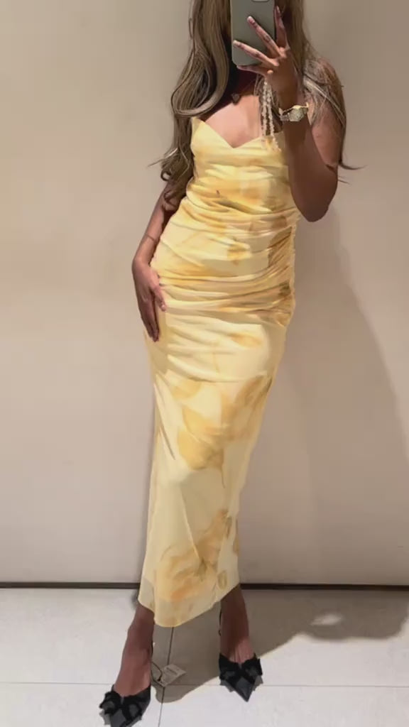 vestido , vestidolongo , vestidolongofloral , vestidoamarelolongo , vestidoalçasfinas